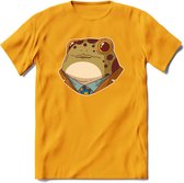casual kikker T-Shirt Grappig | Dieren reptiel Kleding Kado Heren / Dames | Animal Skateboard Cadeau shirt - Geel - 3XL