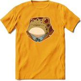 casual kikker T-Shirt Grappig | Dieren reptiel Kleding Kado Heren / Dames | Animal Skateboard Cadeau shirt - Geel - XXL