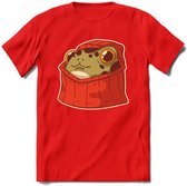 Hoodie frog T-Shirt Grappig | Dieren kikker Kleding Kado Heren / Dames | Animal Skateboard Cadeau shirt - Rood - XXL