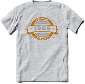 Premium Since 1966 T-Shirt | Goud - Zilver | Grappig Verjaardag Kleding Cadeau Shirt | Dames - Heren - Unisex Tshirt | - Licht Grijs - Gemaleerd - M