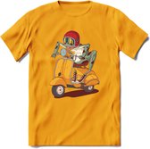 Casual scooter kikker T-Shirt Grappig | Dieren reptiel Kleding Kado Heren / Dames | Animal Skateboard Cadeau shirt - Geel - 3XL