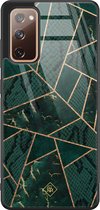 Casimoda® hoesje - Geschikt voor Samsung Galaxy S20 FE - Abstract Groen - Luxe Hard Case Zwart - Backcover telefoonhoesje - Groen