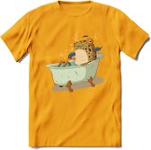 Badkuip kikker onderwater T-Shirt Grappig | Dieren reptiel Kleding Kado Heren / Dames | Animal Skateboard Cadeau shirt - Geel - L