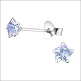 Aramat jewels ® - Oorbellen bloem lila 925 zilver zirkonia 4mm