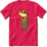 Casual kikker T-Shirt Grappig | Dieren reptiel Kleding Kado Heren / Dames | Animal Skateboard Cadeau shirt - Roze - XL