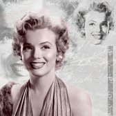 Dibond - Filmsterren / Retro - Marilyn Monroe / Collage in wit / taupe / beige / zwart - 120 x 120 cm.