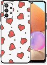 Transparant Hoesje Super als Sinterklaas Cadeautje Geschikt voor Samsung Galaxy A32 4G | A32 5G Enterprise Editie Silicone Hoesje met Zwarte rand Hearts