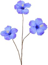 Viv! Home Luxuries Hibiscus - kunstbloem - blauw - 85cm - topkwaliteit