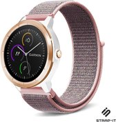 Nylon Smartwatch bandje - Geschikt voor  Garmin Vivoactive 3 nylon band - pink sand - Strap-it Horlogeband / Polsband / Armband
