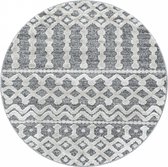 Rond Modern tapijt met uniek design in de kleur grijs wit