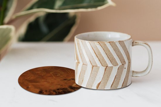 Dessous de Sous-verres - Ronds - Motifs - Luxe - Feuille - Or - 10x10 cm - 6 pièces