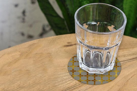 Sous- Sous-verres pour verres - Ronds - Motifs - Luxe - Grijs - Or - 10x10 cm - 6 pièces
