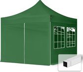 3x3m easy up partytent vouwtent  4 zijwanden (met kerkvensters) paviljoen PES300 stalen frame groen