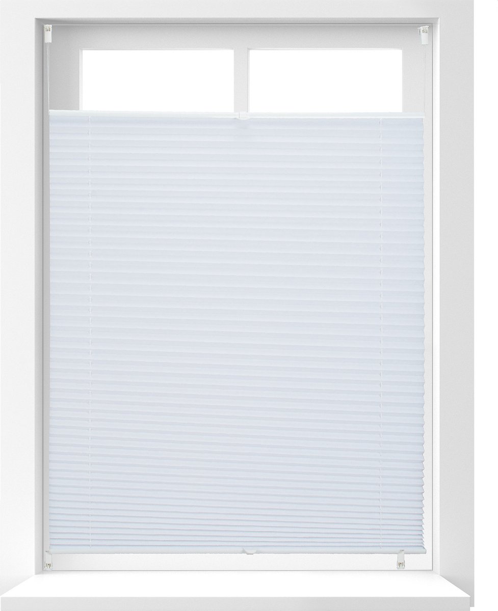Relaxdays 1x plisségordijn wit - plissé jaloezie - met klemmen - opvouwbaar - 90 x 130 cm
