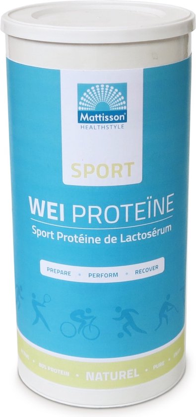 Mattisson - Wei Proteïne Poeder - 80% Eiwit - Wei Concentraat zonder Toevoegingen - Naturel Smaak - 450 Gram