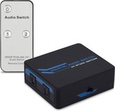kwmobile Digitale Audio Verdeler Schakelaar - 2x1 Converter Adapter voor optische SPDIF Toslink audio kabel met IR afstandsbediening