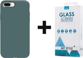 Siliconen Backcover Hoesje iPhone 7 Plus Groen - Gratis Screen Protector - Telefoonhoesje - Smartphonehoesje