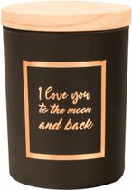Geurkaars - Black/Rose - I love you to the moon and back - giftbox groen - In cadeauverpakking