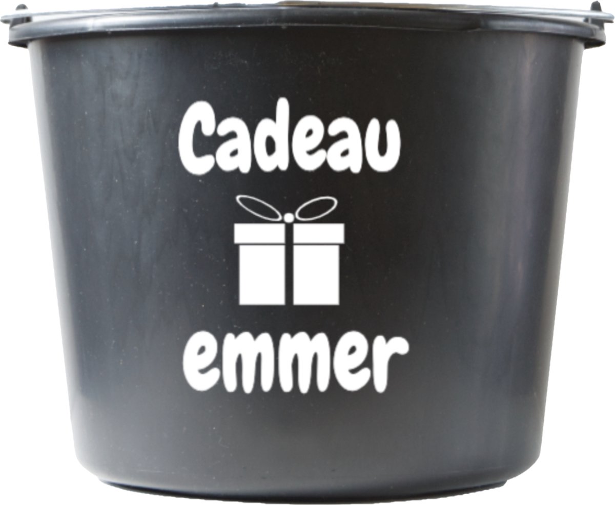 Goedkoopste Cadeau emmer – 12 liter – zwart – met tekst Cadeau emmer
