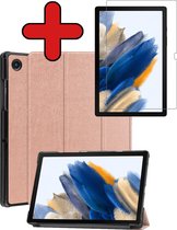 Samsung Galaxy Tab A8 Hoes Book Case Hoesje Met Screenprotector - Samsung Galaxy Tab A8 Hoes Cover - 10,5 inch - rose Goud