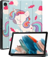 Hoesje Geschikt voor Samsung Galaxy Tab A8 Hoes Case Tablet Hoesje Tri-fold - Hoes Geschikt voor Samsung Tab A8 Hoesje Hard Cover Bookcase Hoes - Eenhoorn
