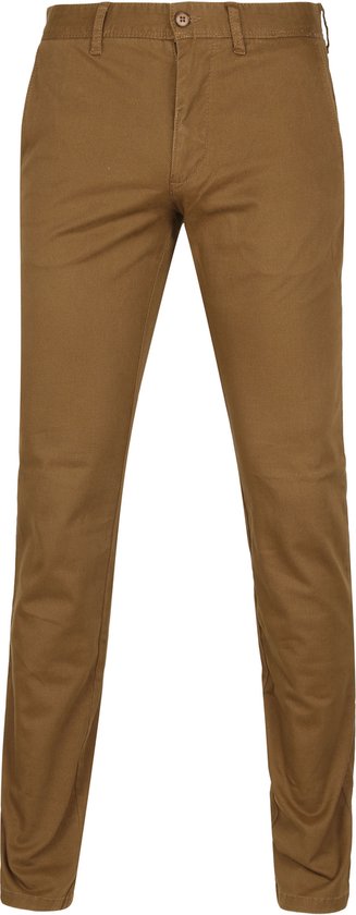 Klassieke chino broek in taupe met knoopsluiting en riemlussen.