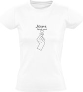 Jesus Love Me | Dames T-shirt | Wit | Jezus houdt van mij | Messias | Christen | Christendom | Evangelie | Nieuwe Testament | God