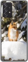 Geschikt voor Samsung Galaxy A33 5G hoesje - Vos - Sneeuw - Boom - Siliconen Telefoonhoesje