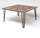 Barnwood mozaïek tafel 80 x 80 x 41 cm | Salontafel mozaïek patroon | Houten salontafel | Mozaïek patroon tafel | Barnwoodweb