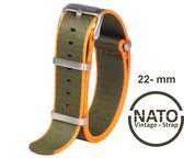 22mm Nato Strap GROEN ORANJE - Vintage James Bond - Nato Strap collectie - Mannen - Horlogeband - 22 mm bandbreedte