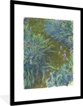 Fotolijst incl. Poster - Het pad door de irissen - Schilderij van Claude Monet - 60x80 cm - Posterlijst