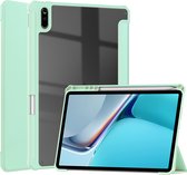 Case2go - Tablet Hoes geschikt voor Huawei Matepad 11 (2021) - Transparante Case - Tri-fold Back Cover - Mint Groen