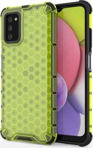 Samsung Galaxy A03s Hoesje - Mobigear - Honeycomb Serie - Hard Kunststof Backcover - Groen - Hoesje Geschikt Voor Samsung Galaxy A03s