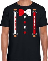 Carnaval t-shirt Kruikenstad bretels en strik voor heren - zwart - Tilburg - Carnavalsshirt / verkleedkleding XL