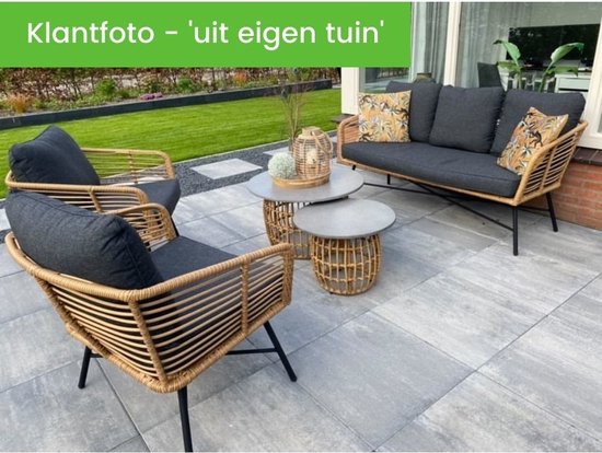 BUITEN living Flow stoel-bank wicker loungeset 5-delig | wicker | bamboe  antraciet | 4... | bol.com