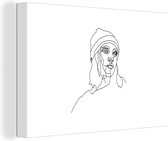 Line Peinture Dessin au trait - Chapeau - Femme - 30x20 cm - Décoration murale