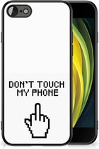 Hoesje iPhone 7/8/SE 2020/2022 Leuk TPU Back Case met Zwarte rand Finger Don't Touch My Phone