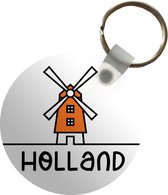 Sleutelhanger - Molen - Nederland - Spreuken - Oranje - Plastic - Rond - Uitdeelcadeautjes