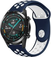 Siliconen Smartwatch bandje - Geschikt voor  Huawei Watch GT sport band - blauw wit - 46mm - Horlogeband / Polsband / Armband