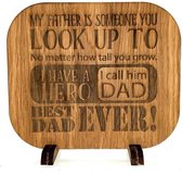 Best Dad Ever - Vaderdag cadeau - Geschenk voor papa - Wand woon decoratie woonkamer vierkant - WoodWideCities