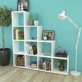 Decoways - Boekenkast/presentatiemeubel trapvormig 142 cm wit