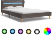 Decoways - Bedframe met LED stof taupe 120x200 cm