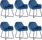 Decoways - Eetkamerstoelen 6 stuks fluweel blauw