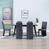 Decoways - Eetkamerstoelen 6 st kunstsuède grijs