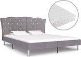Decoways - Bed met matras stof lichtgrijs 160x200 cm