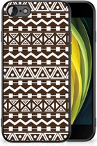 Telefoon Hoesje iPhone 7/8/SE 2020/2022 Leuk TPU Backcase met Zwarte rand Aztec Brown