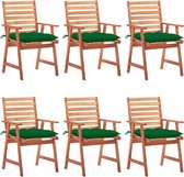 Decoways - Tuinstoelen 6 stuks met kussens massief acaciahout