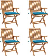 Decoways - Tuinstoelen 4 stuks inklapbaar met kussens massief teakhout