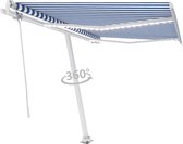 Decoways - Luifel automatisch met LED en windsensor 300x250 cm blauw wit