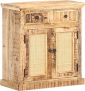 Decoways - Dressoir 65x32x70 cm massief mangohout en natuurlijk riet